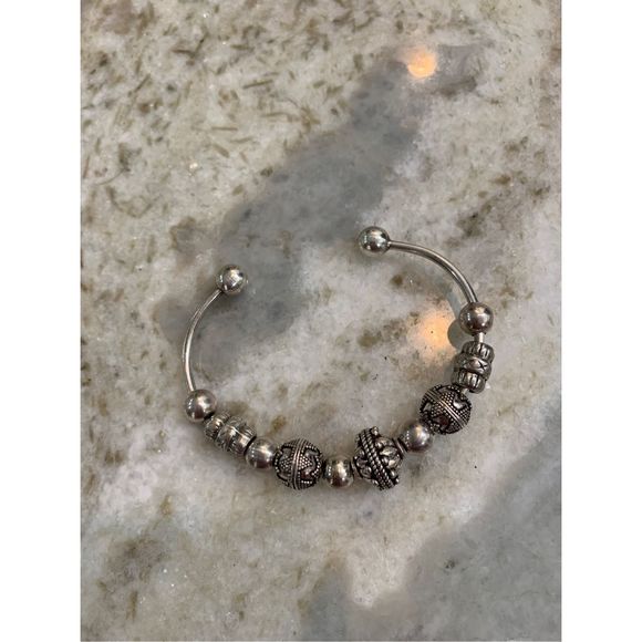 Sterling Silver Cuff Bracelet with Bali Beads - Picture 8 of 8
